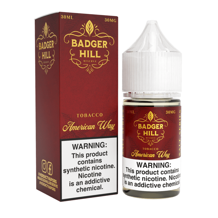 Buy Badger Hill | American Way Tobacco | Ejuice | Eliquid | Salt | 30 mL at Cheap Wholesale Distributor Deal Prices from ejuiceresellers.com