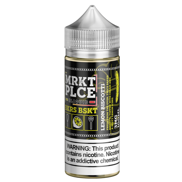 Buy MRKT PLCE | BKRS BSKT Lemon Biscotti | Ejuice | Eliquid | Salt | 100 ml E-Juice Resellers at Cheap Wholesale Distributor Deal Prices from ejuiceresellers.com