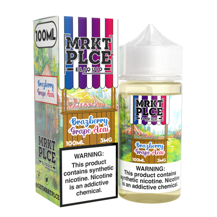 Buy MRKT PLCE | Brazberry Grape Acai | Ejuice | Eliquid | Salt | 100 ml E-Juice Resellers at Cheap Wholesale Distributor Deal Prices from ejuiceresellers.com