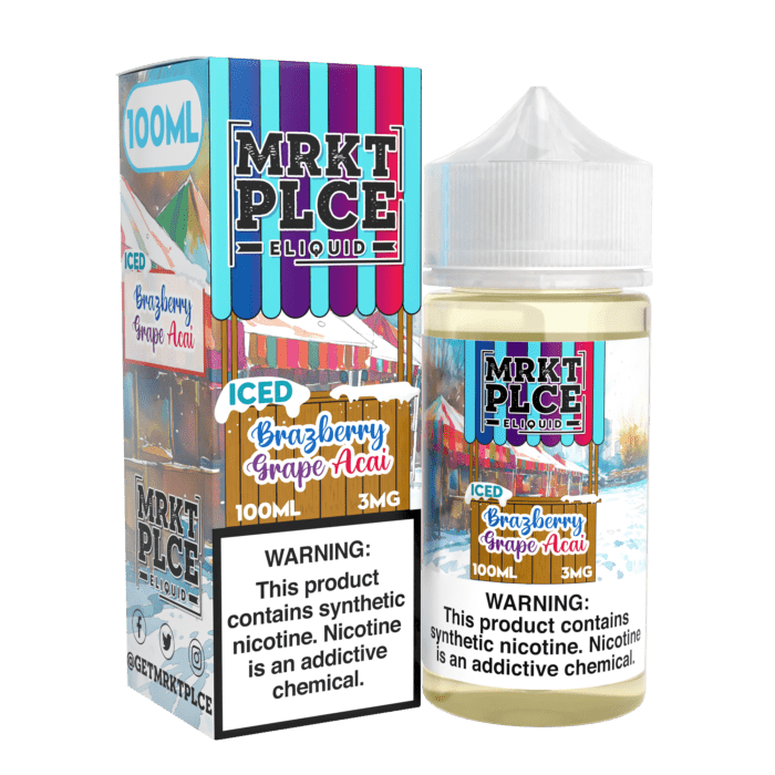 Buy MRKT PLCE | Iced Brazberry Grape Acai | Ejuice | Eliquid | Salt | 100 ml E-Juice Resellers at Cheap Wholesale Distributor Deal Prices from ejuiceresellers.com