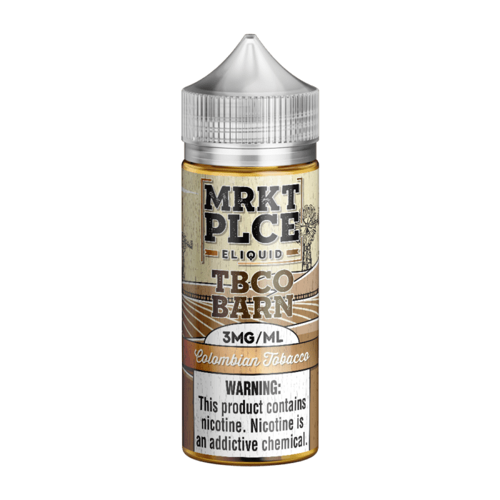 Buy MRKT PLCE | TBCO Barn Colombian Tobacco | Ejuice | Eliquid | Salt | 100 ml E-Juice Resellers at Cheap Wholesale Distributor Deal Prices from ejuiceresellers.com
