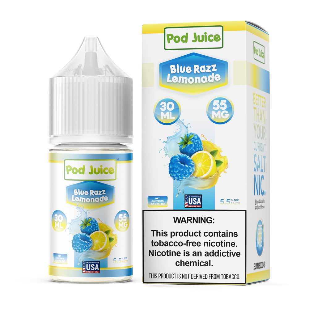 Pod Juice E-Liquid Blue Razz Lemonade by Pod Juice Salt - 30mL - Ejuice  Resellers #1 Vape Store
